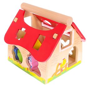 Wooden House, Farm Sorter with Blocks ECOTOYS