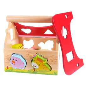 Wooden House, Farm Sorter with Blocks ECOTOYS