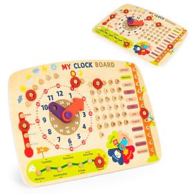 Wooden Manipulative Board for Children Calendar Clock ECOTOYS