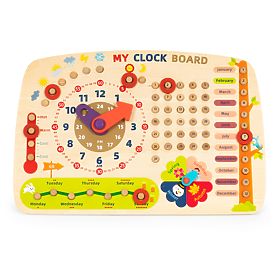 Wooden Manipulative Board for Children Calendar Clock ECOTOYS