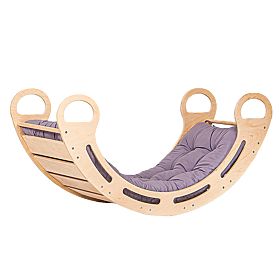 Wooden Montessori Swing with Grey Cushion - 85 cm