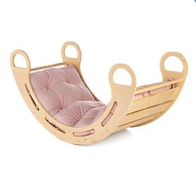 Wooden Montessori Swing with Pink Cushion - 100 cm, Ourbaby®