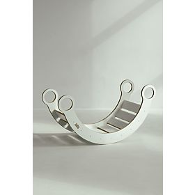 Wooden Montessori Swing with Slide/Climbing Wall L - White, baby wood