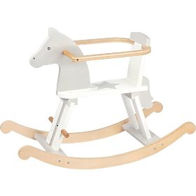 Wooden rocking horse with protective ring