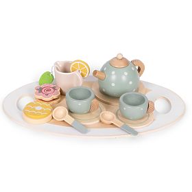 Wooden Tea Set Teapot Cups 14 Pieces ECOTOYS