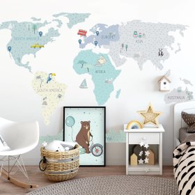 Wall sticker World map - mint
