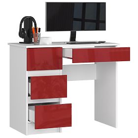 WRITING DESK A-7 CLP RED GLOSS LEFT-SIDED