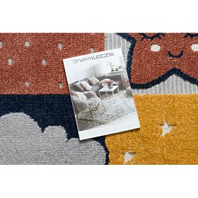 YOYO GD52 Carpet Gray/Yellow - Stars, Clouds, Patchwork for Children, Textured, Sensory Fringes, F.H.Kabis