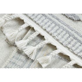 YOYO GD62 White/Grey Carpet - Clouds for Children, Textured, Sensory Fringe