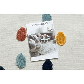YOYO GD63 Carpet White / Dark Blue - Cloud, Drops for Children, Structural, Sensory Fringes, F.H.Kabis