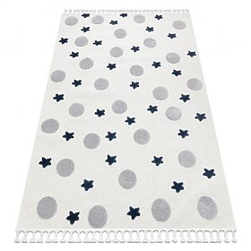 YOYO GD75 Carpet White/Grey - Stars, Circles for Children, Structural, Sensory Fringes